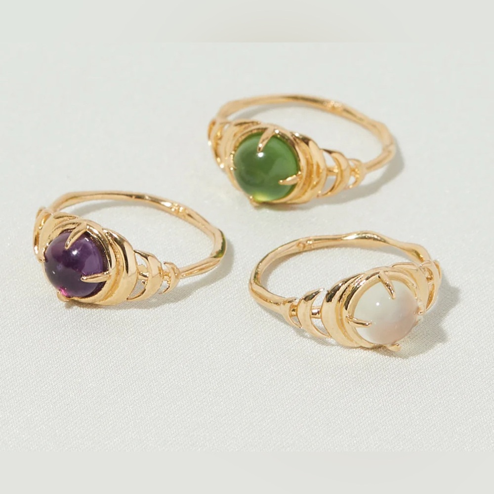 Studio Grun Seven moons ring in black moonstone sz6